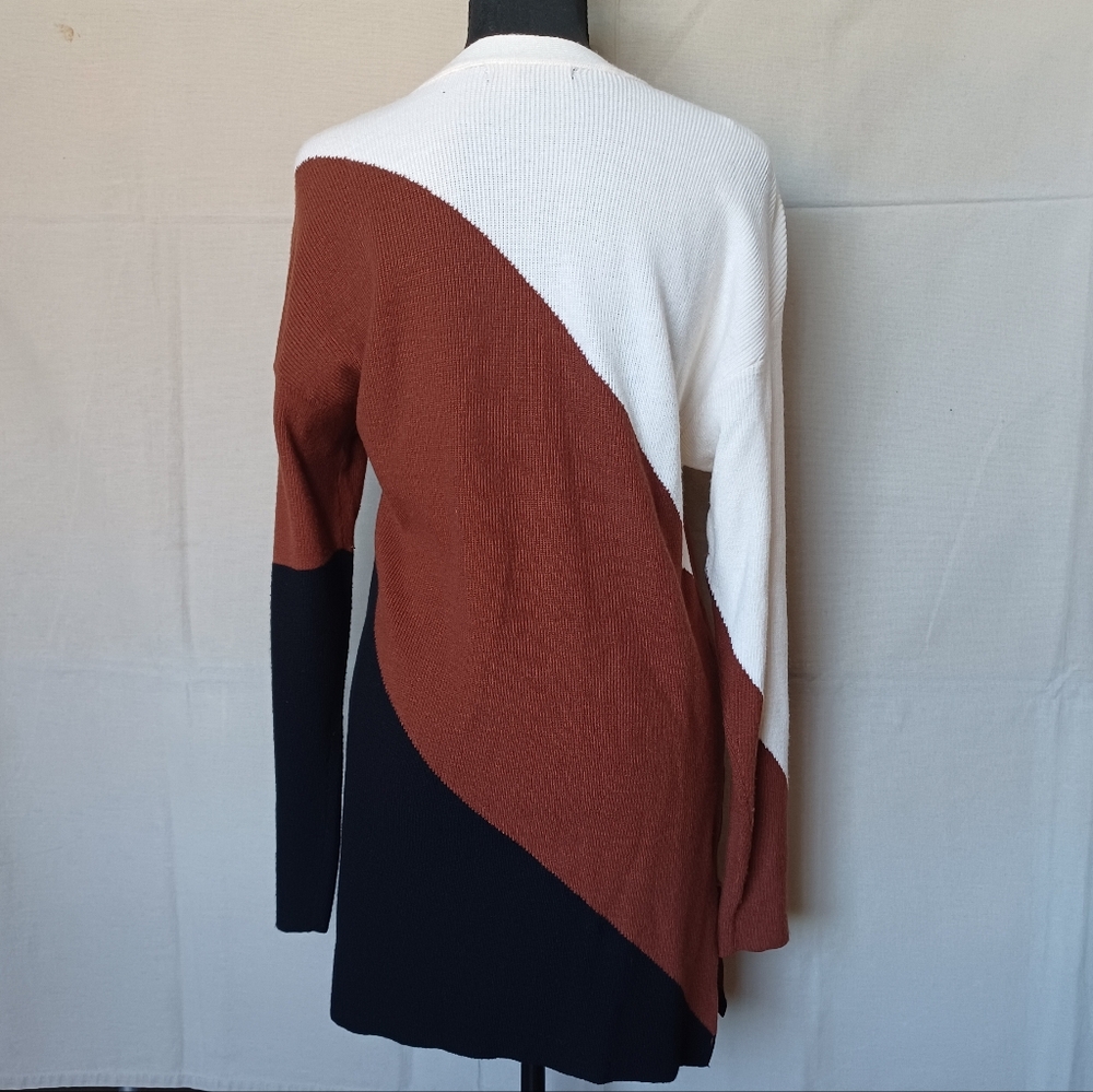 Kathy Ireland Tri-Tone Open Cardigan - Picture 3 of 5